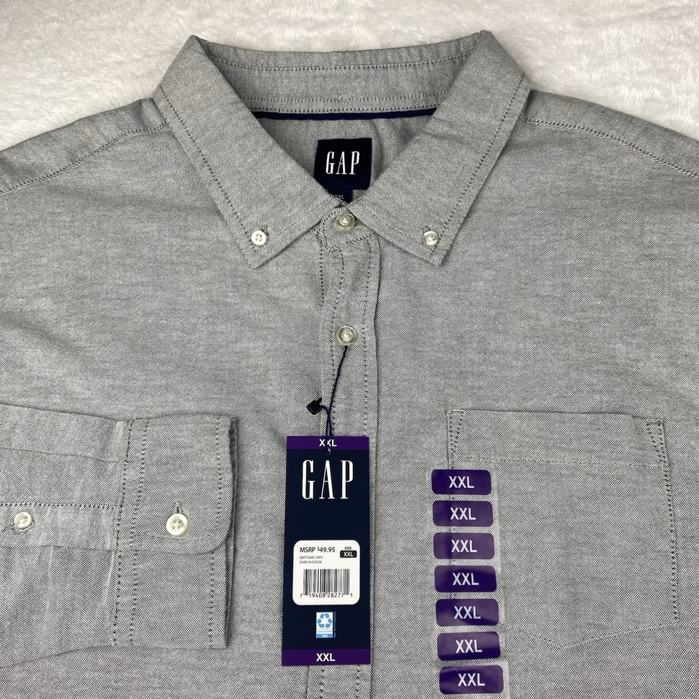GAP Oxford Shirt Mens XXL Gray Long Sleeves New w/Tags!